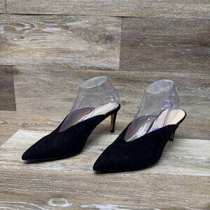 Adrienne Vittadini Black Suede Pointed Toe Mules Women's Size 7.5